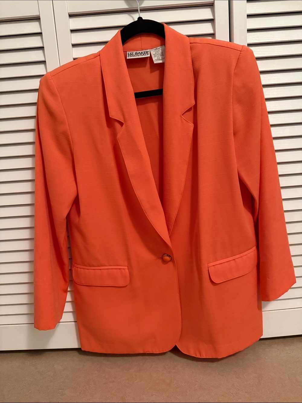 Liz Baker Coral-Orange Single-Button oversized Blazer size 8 petite